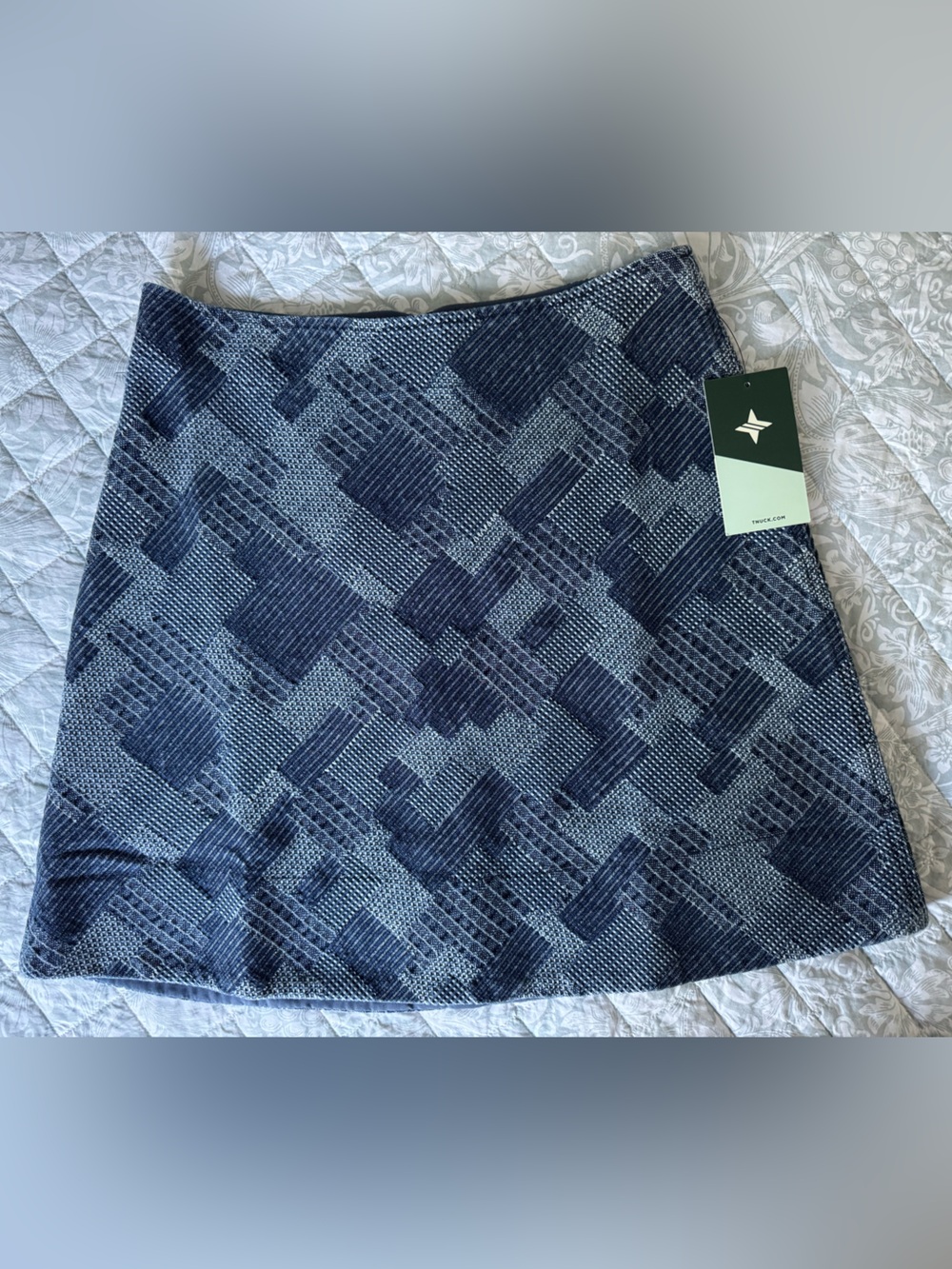 Tuckernuck Navy and Light Blue Geometric Plaid Skirt